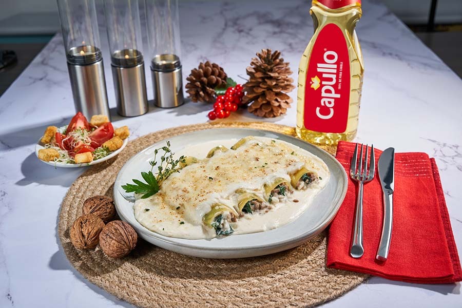 Canelones rellenos de pavo