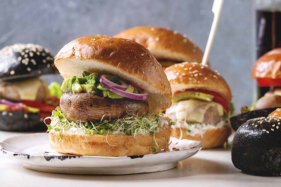 Variety,Of,Homemade,Classic,,Vegan,And,Mini,Burgers,In,Wheat