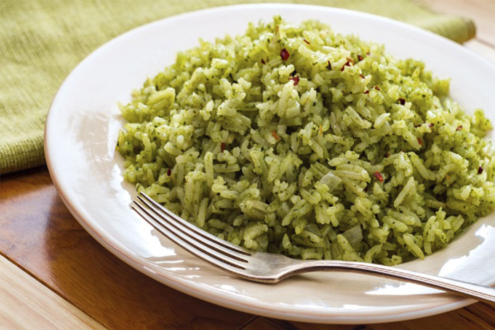 Arroz verde con chile